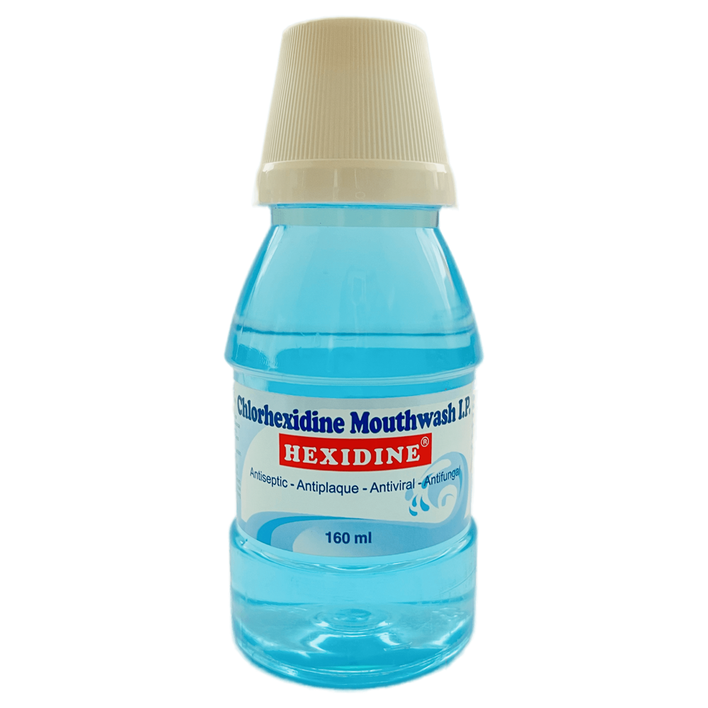 Hexidine - (mouth infections/ ulcers : use only 7 to 14 days, long term use can cause staining)