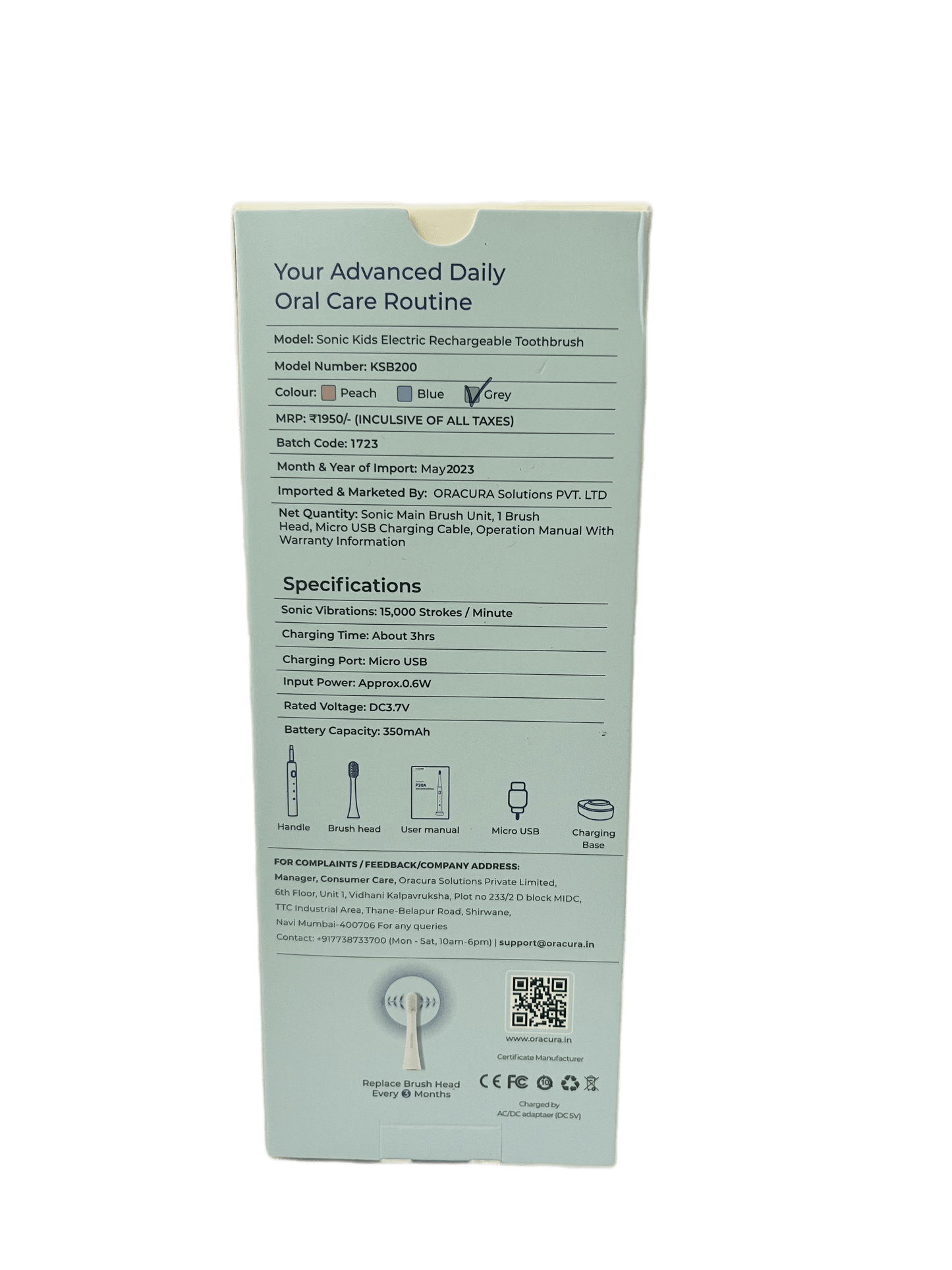 Oracura kids electric toothbrush (KSB 200)